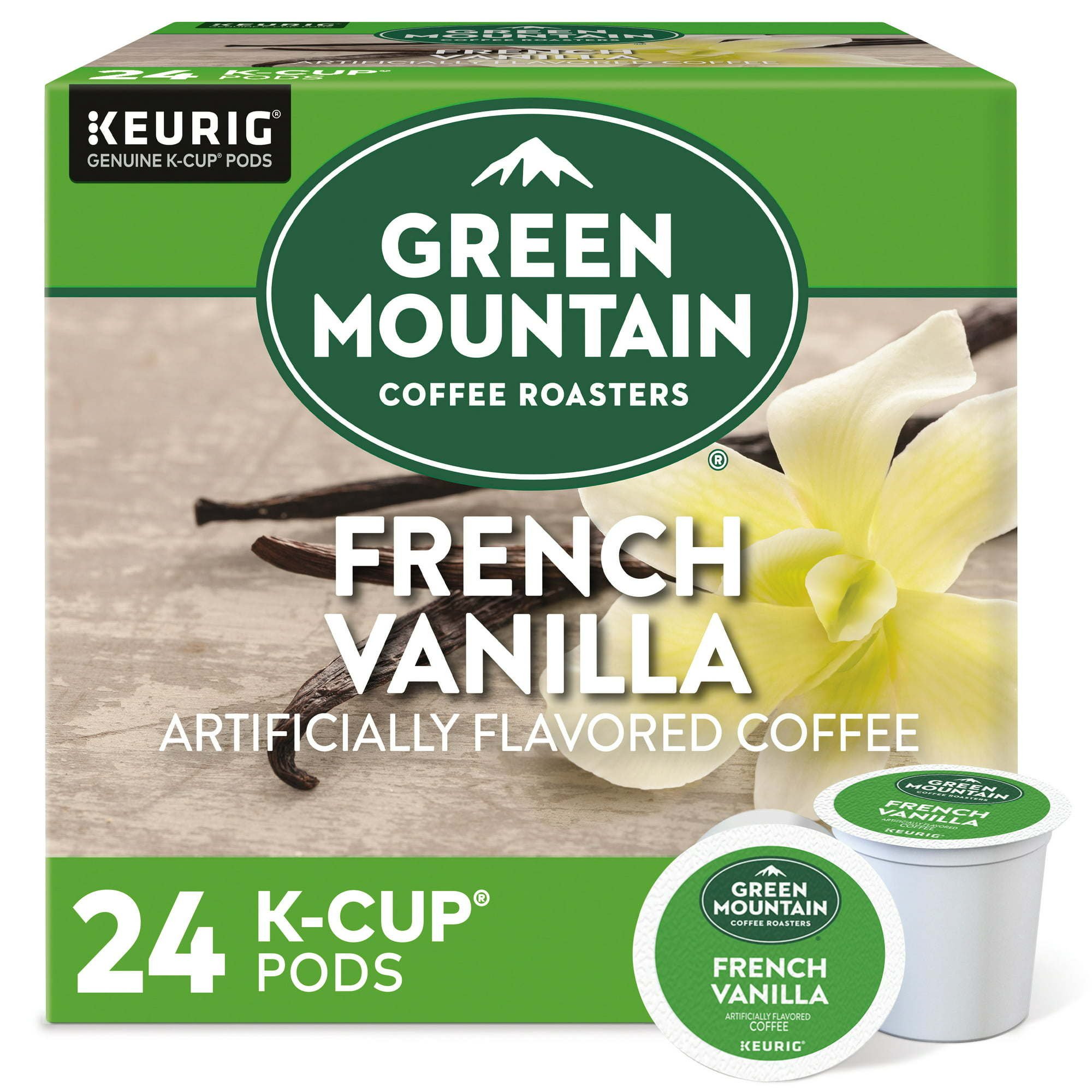Green Mountain Coffee Roasters French Vanilla Coffee, Keurig Single-Serve K-Cup pods, Light Roast, 24 Count Green Mountain Coffee Roasters French Vanilla Coffee, Keurig Single-Serve K-Cup pods, Light Roast, 24 Count