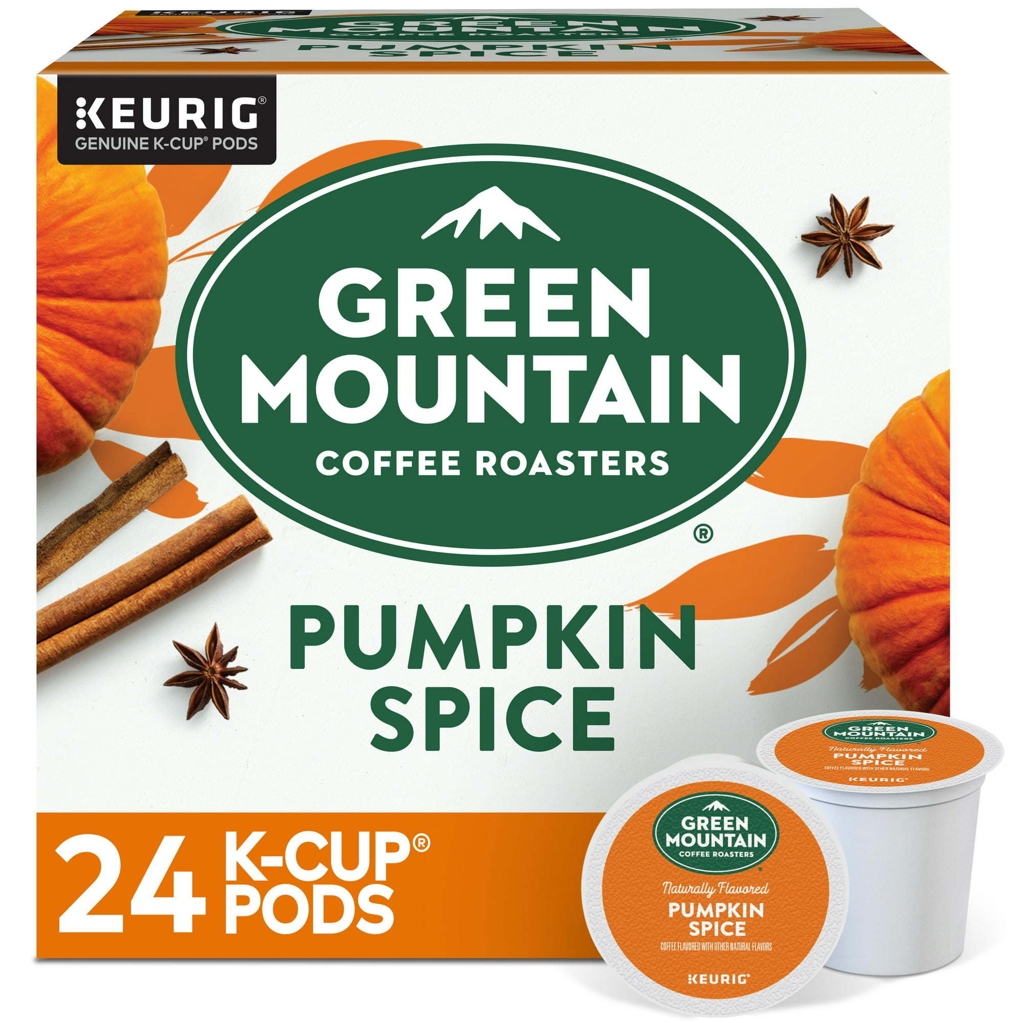 Green Mountain Coffee Roasters Pumpkin Spice Coffee, Keurig Single-Serve K-Cup Pods, Light Roast, 24 Count Green Mountain Coffee Roasters Pumpkin Spice Coffee, Keurig Single-Serve K-Cup Pods, Light Roast, 24 Count